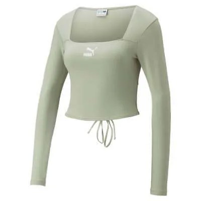 Женские зеленые повседневные топы Puma Classics Bolero с круглым вырезом и длинными рукавами 5