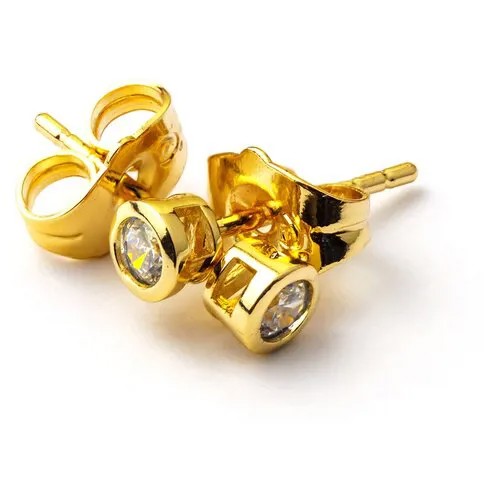 Серьги пусеты XUPING JEWELRY, бижутерный сплав, фианит, золотой
