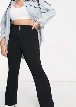 Черные расклешенные брюки с молнией спереди Vero Moda Curve-Черный цвет