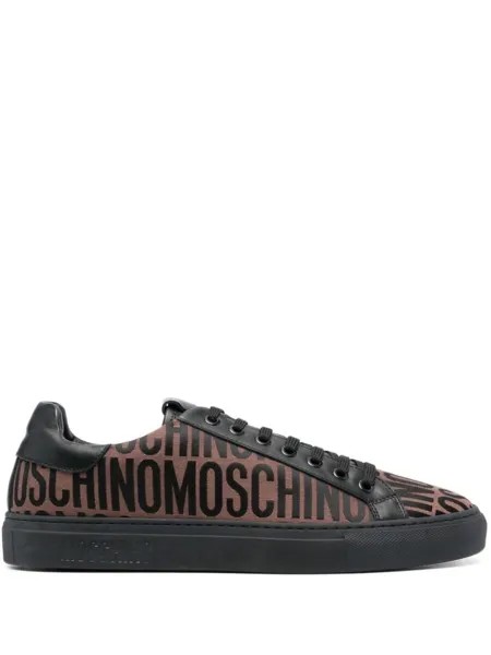Moschino жаккардовые кеды с логотипом, коричневый