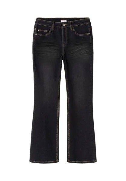 Джинсы с поношенными эффектами, удлиненные sheego, цвет Black Denim