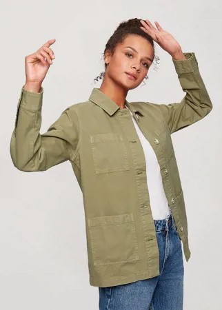 Удлиненная куртка-рубашка цвета хаки Miss Selfridge-Зеленый цвет