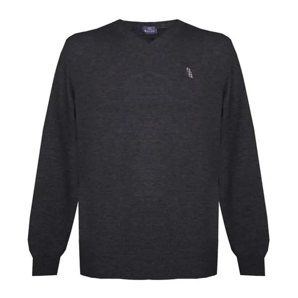 Свитер Mariner в клетку с логотипом и v-образным вырезом Aquascutum, синий