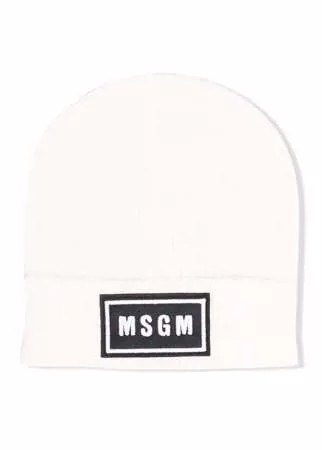 MSGM Kids шапка бини с нашивкой-логотипом