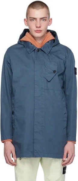 Синее пальто с нашивками Stone Island, цвет Dark blue