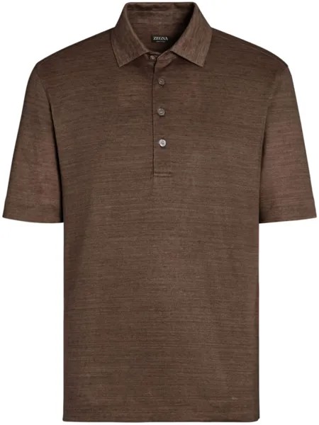 Zegna льняная рубашка поло, коричневый