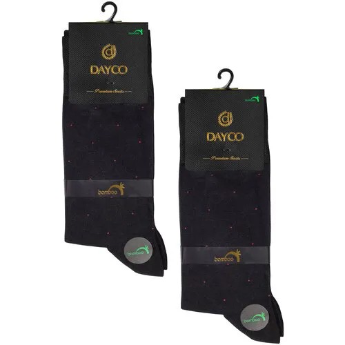 Носки Dayco мужские, комплект носков - 2 пары, бамбук, черные, рисунок - 