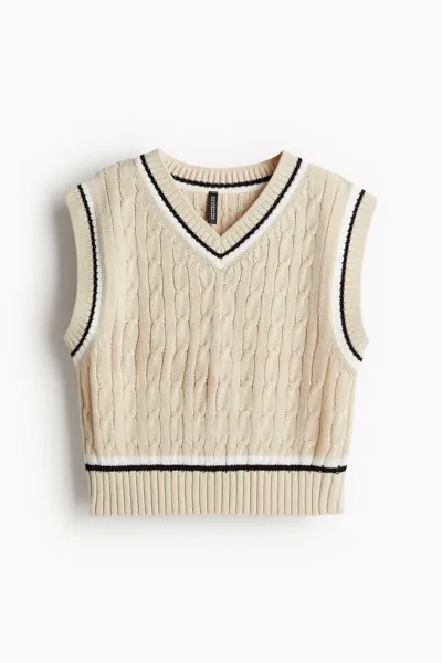 Жилет вязаной вязки H&M, бежевый