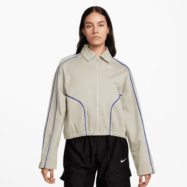 Спортивная уличная тканая куртка NIKE, цвет light bone/game royal/white