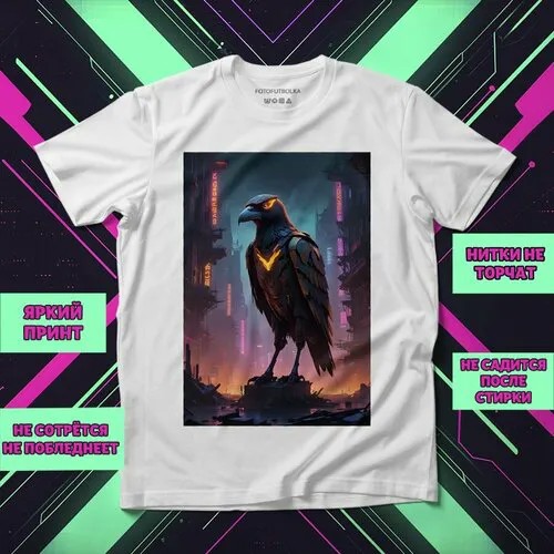 Футболка Черный ворон 4, размер 7XL-8XL, белый