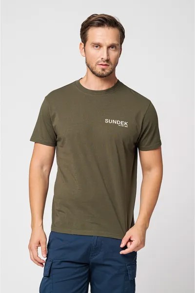 Хлопковая футболка с овальным вырезом Sundek, зеленый