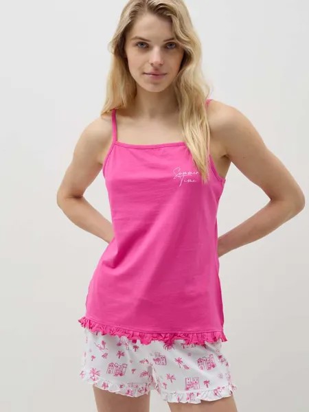 Короткая пижама с летним принтом Ovs, цвет white/pink