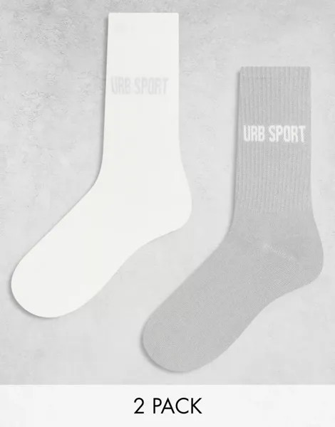 Комплект из двух белых и зеленых носков Urban Threads