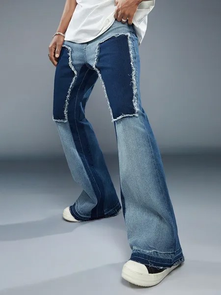 Мужские расклешенные джинсы Manfinity EMRG в стиле пэчворк, синий