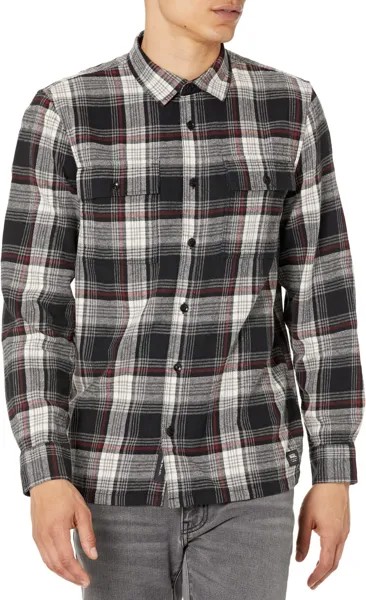 Рубашка Vans Helleson Long Sleeve Plaid Flannel, цвет Black/Antique White