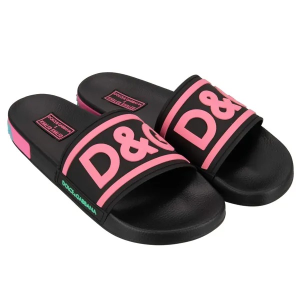 Сандалии-шлепанцы DOLCE - GABBANA x DJ KHALED D-G Logo Black Pink 45 США 12 11379