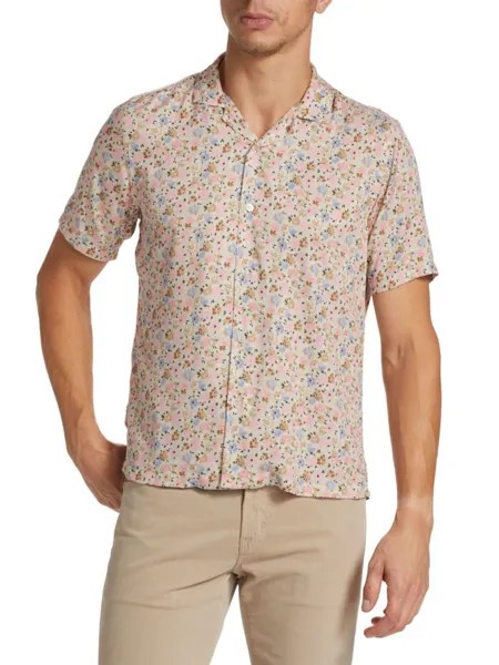Тканая рубашка с цветочным принтом Saks Fifth Avenue, цвет Egret