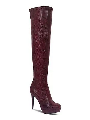 THALIA SODI Женские бордовые ботинки со змеиным рисунком 1 дюйм на платформе Clarissa Toe Stiletto Boots 9 M