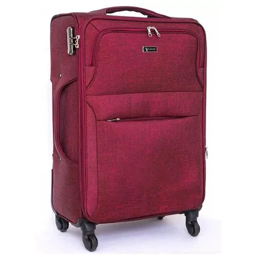 Умный чемодан UNION, текстиль, ребра жесткости, 117 л, размер L, красный