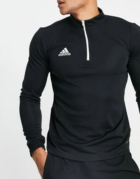 Черный свитшот с короткой молнией adidas Football Entrada 22