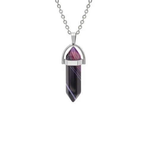 Колье SILVARIE, агат, длина 50 см, серебряный, фиолетовый