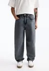 Джинсы прямого кроя WASHED BARREL Pull&Bear, темно-синий