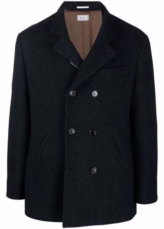 Brunello Cucinelli двубортное пальто с узором шеврон
