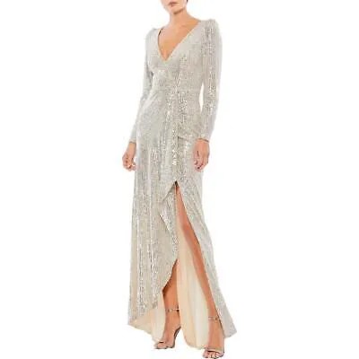 Ieena for Mac Duggal Женское Серебряное Длинное Вечернее Платье с Блестками 6 BHFO 7523