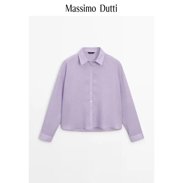 Рубашка женская Massimo Dutti в стиле французского минимализма, сиреневый