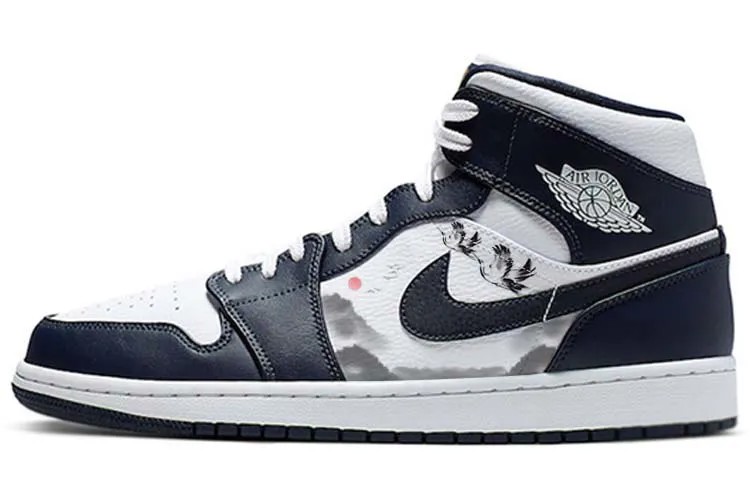 Кроссовки Air Jordan 1 Vintage Basketball Shoes Men High-top Black/white, черный