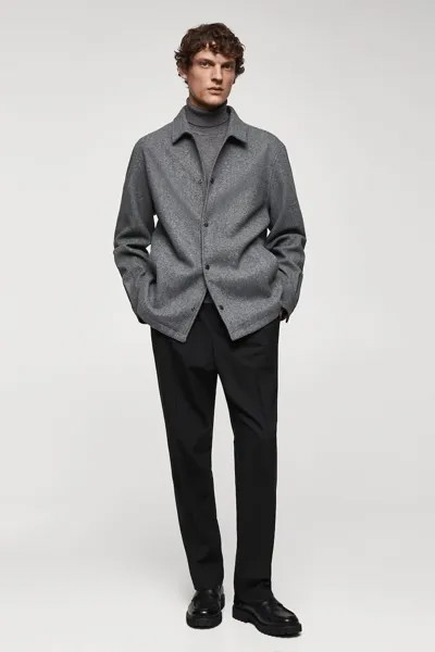 Куртка-Рубашка Alluias с боковыми карманами Mango, серый