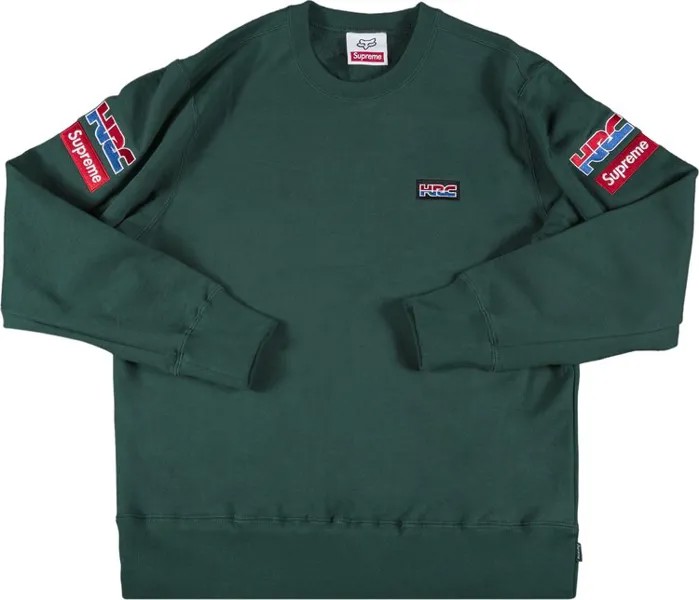 Толстовка Supreme x Honda Fox Racing Crewneck 'Green', зеленый