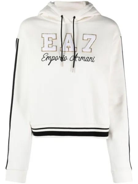 Ea7 Emporio Armani худи University Squad с нашивкой-логотипом, белый