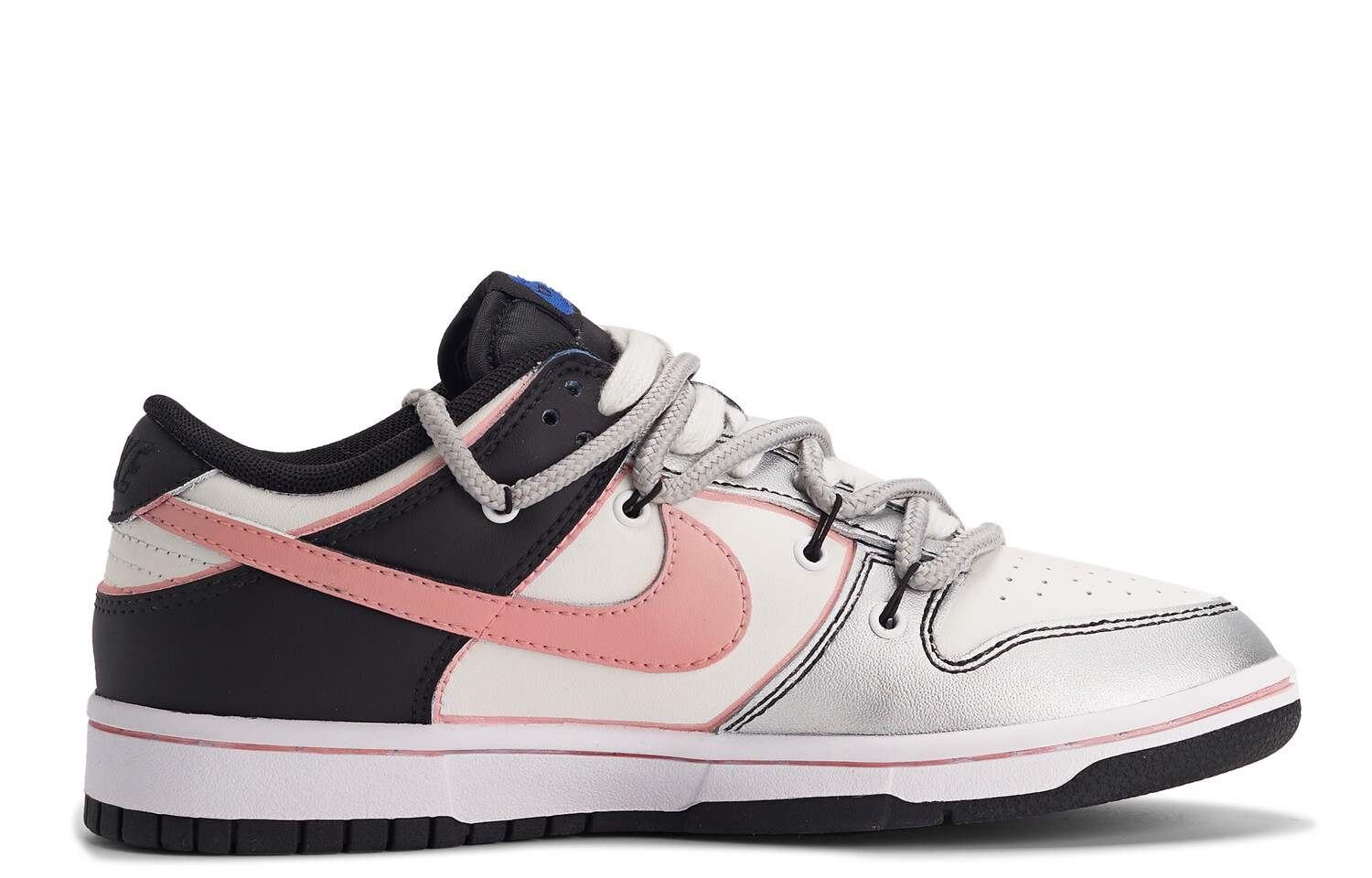 Кроссовки Nike Dunk Skateboarding Shoes Women's Low-top Silver/black/pink, серебряный