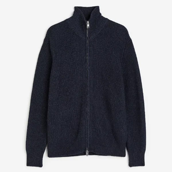 Кардиган H&M Regular Fit Zip-front, темно-синий
