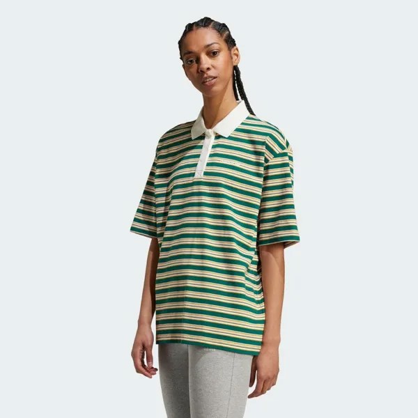Поло Adidas '80S Oversized Striped Polo Shirt, цвет Multicolor/College Green