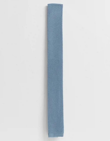 Трикотажный галстук пыльно-голубого цвета Selected Homme-Синий