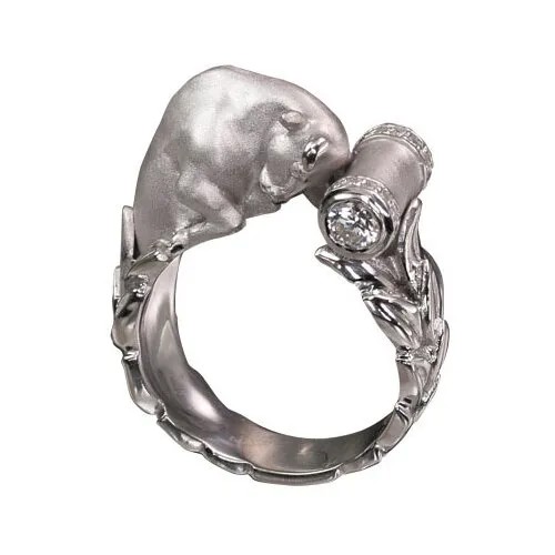 Кольцо Альдзена Телец, серебро, 925 проба, родирование, фианит, размер 18, серебряный