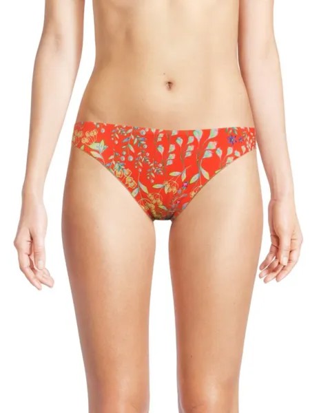 Плавки бикини с цветочным принтом Cynthia Rowley, цвет Orange Multicolor