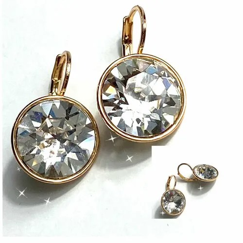 Серьги Florento, кристаллы Swarovski, хрусталь, размер 14 мм, прозрачный