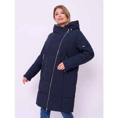Куртка  Franco Vello, демисезон/зима, средней длины, силуэт прямой, стеганая, утепленная, ультралегкая, ветрозащитная, карманы, размер 52, синий