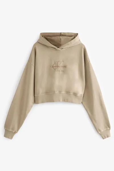Коричневое худи с эффектом минерального красителя Calvin Klein Jeans, коричневый