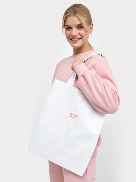 Белая текстильная сумка-шопер с принтом