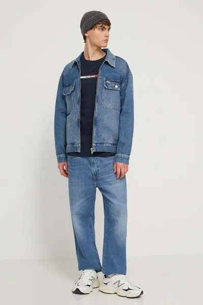 Хлопковая футболка Tommy Jeans, темно-синий