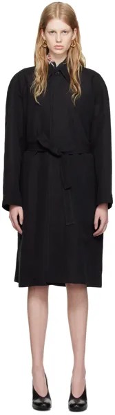 Черное легкое пальто с поясом LEMAIRE
