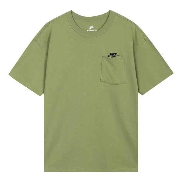 Футболка Men's Nike Solid Color Pocket Round Neck Loose Short Sleeve Green T-Shirt, зеленый
