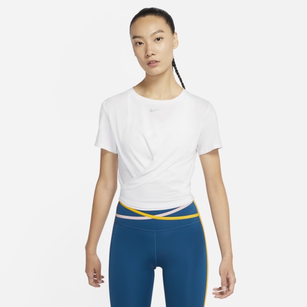 Топ Nike Dri-FIT One Luxe Women's Twist Standard Fit Short-Sleeve, белый