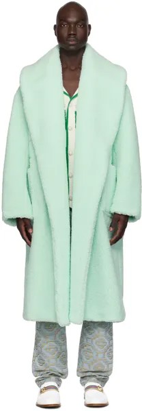 Пальто из искусственной дубленки с зеленым поясом Casablanca