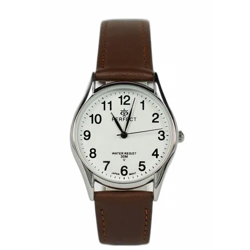 Perfect часы наручные, мужские, кварцевые, на батарейке, кожаный ремень, японский механизм GX017-018-1