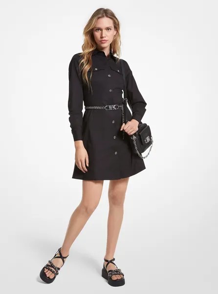 Платье-рубашка из органического эластичного хлопка и поплина с поясом Michael Kors, черный